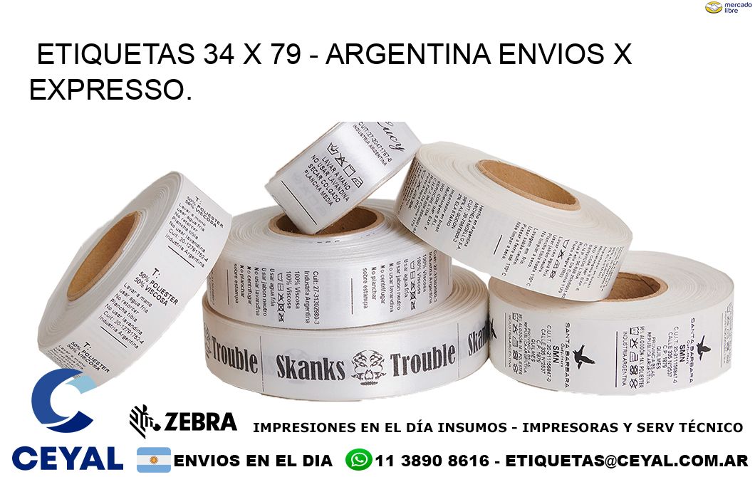 ETIQUETAS 34 x 79 - ARGENTINA ENVIOS X EXPRESSO.