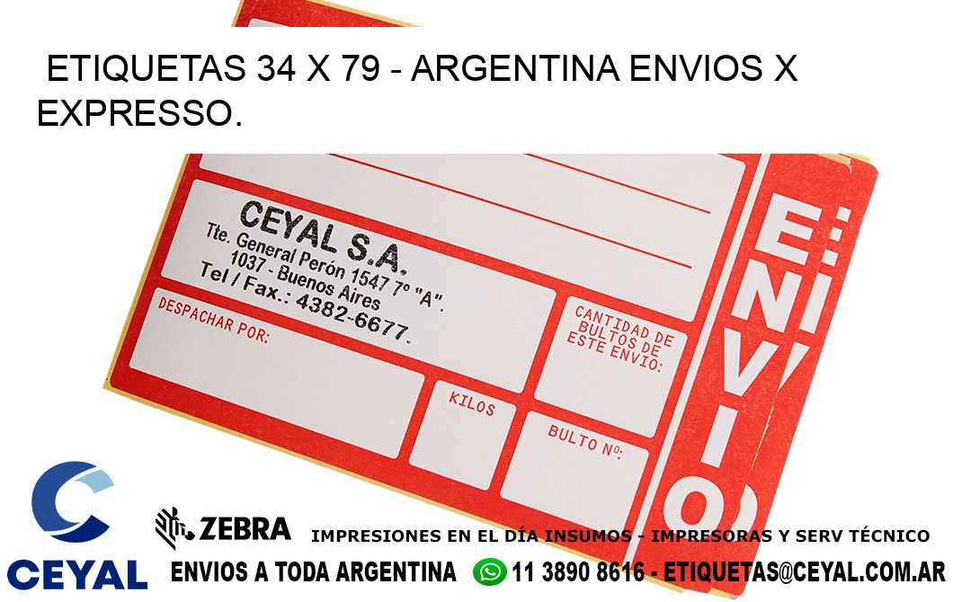 ETIQUETAS 34 x 79 - ARGENTINA ENVIOS X EXPRESSO.