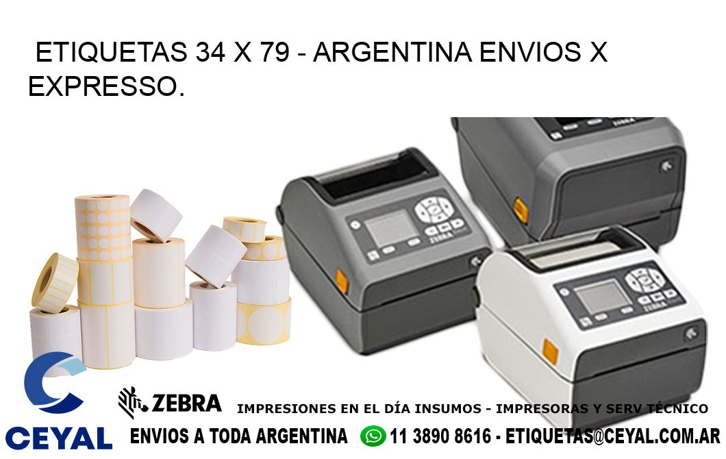 ETIQUETAS 34 x 79 - ARGENTINA ENVIOS X EXPRESSO.