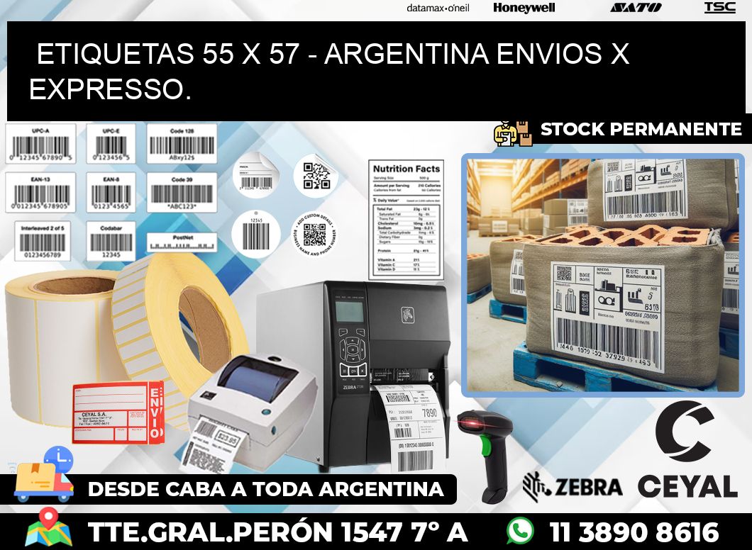 ETIQUETAS 55 x 57 – ARGENTINA ENVIOS X EXPRESSO.