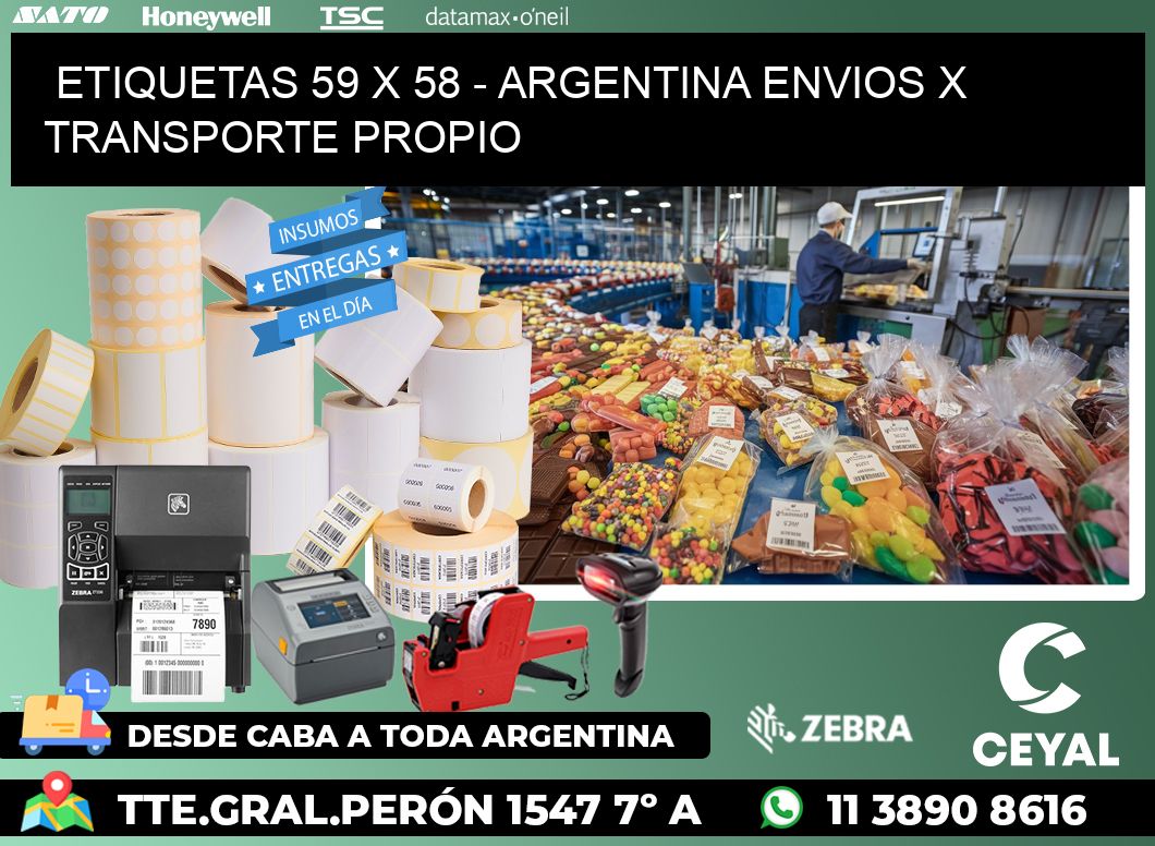 ETIQUETAS 59 x 58 - ARGENTINA ENVIOS X TRANSPORTE PROPIO