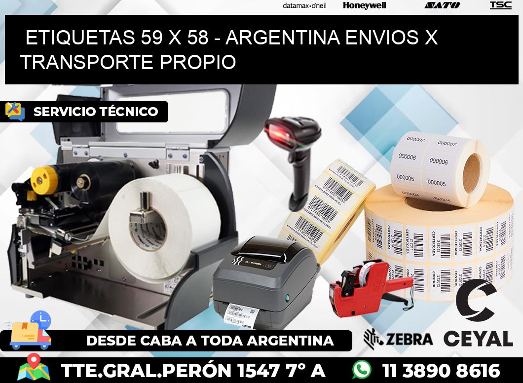 ETIQUETAS 59 x 58 - ARGENTINA ENVIOS X TRANSPORTE PROPIO