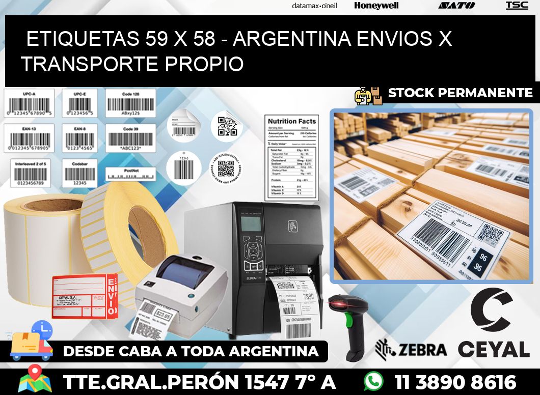 ETIQUETAS 59 x 58 – ARGENTINA ENVIOS X TRANSPORTE PROPIO