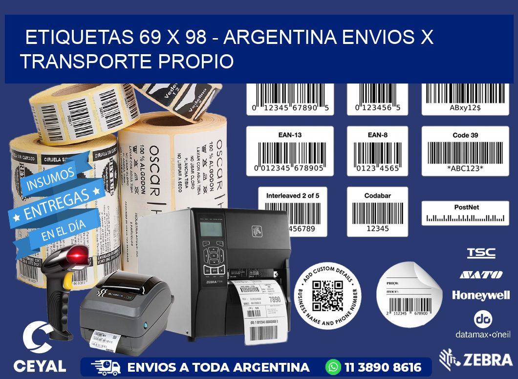 ETIQUETAS 69 x 98 - ARGENTINA ENVIOS X TRANSPORTE PROPIO