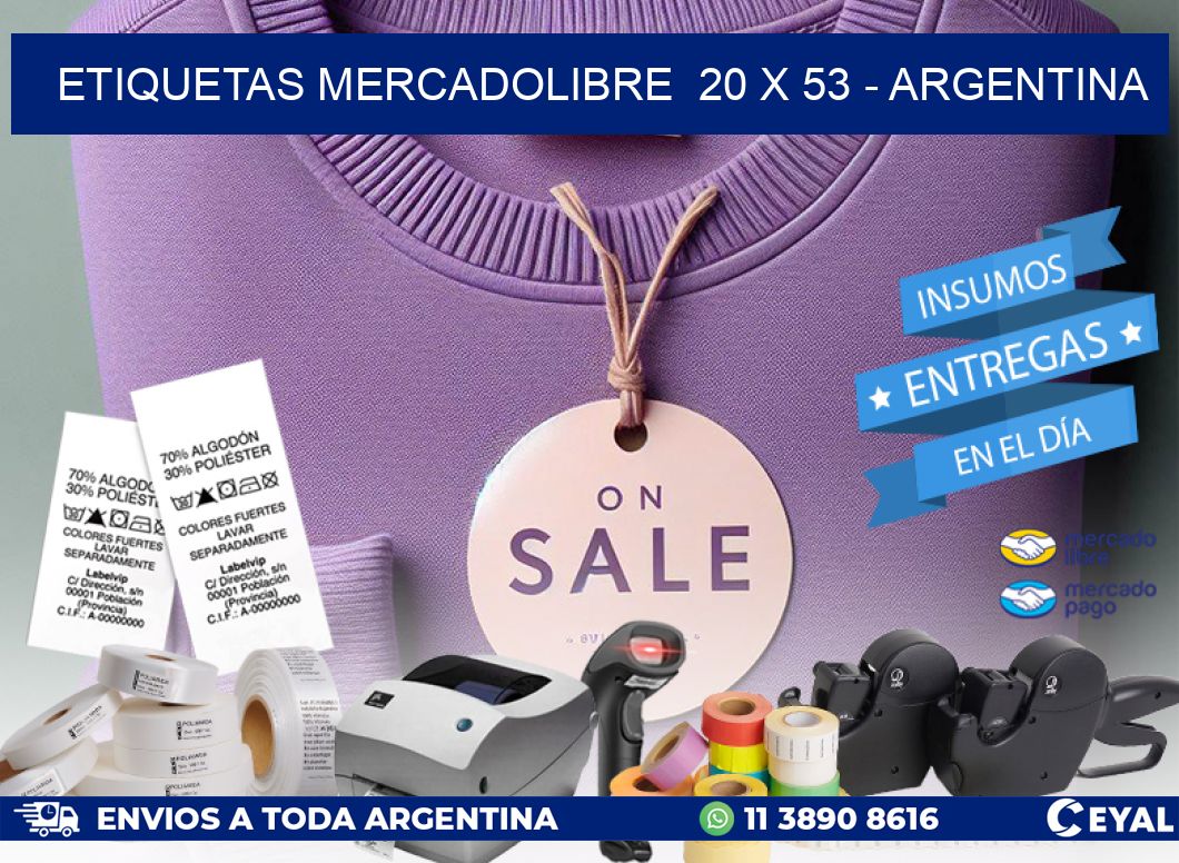 ETIQUETAS MERCADOLIBRE  20 x 53 - ARGENTINA