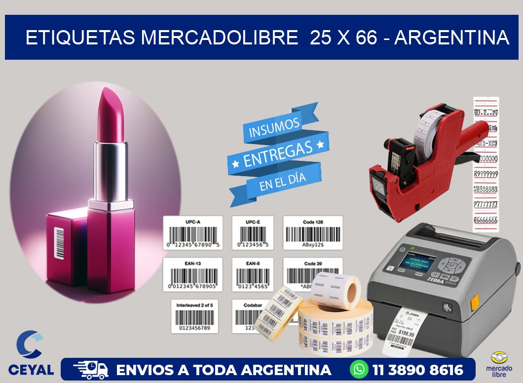 ETIQUETAS MERCADOLIBRE  25 x 66 - ARGENTINA