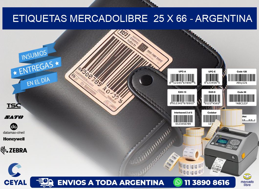 ETIQUETAS MERCADOLIBRE  25 x 66 - ARGENTINA