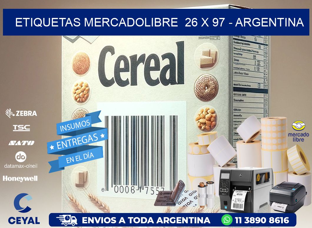 ETIQUETAS MERCADOLIBRE  26 x 97 - ARGENTINA