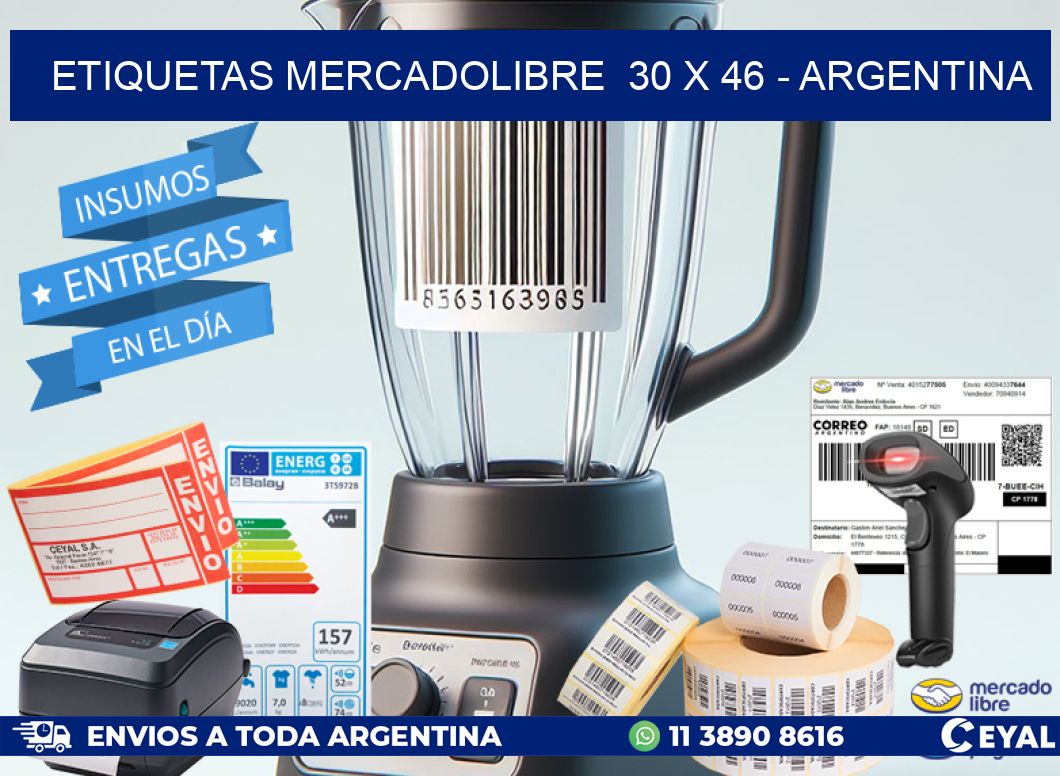 ETIQUETAS MERCADOLIBRE  30 x 46 - ARGENTINA