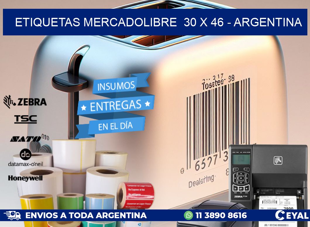 ETIQUETAS MERCADOLIBRE  30 x 46 - ARGENTINA