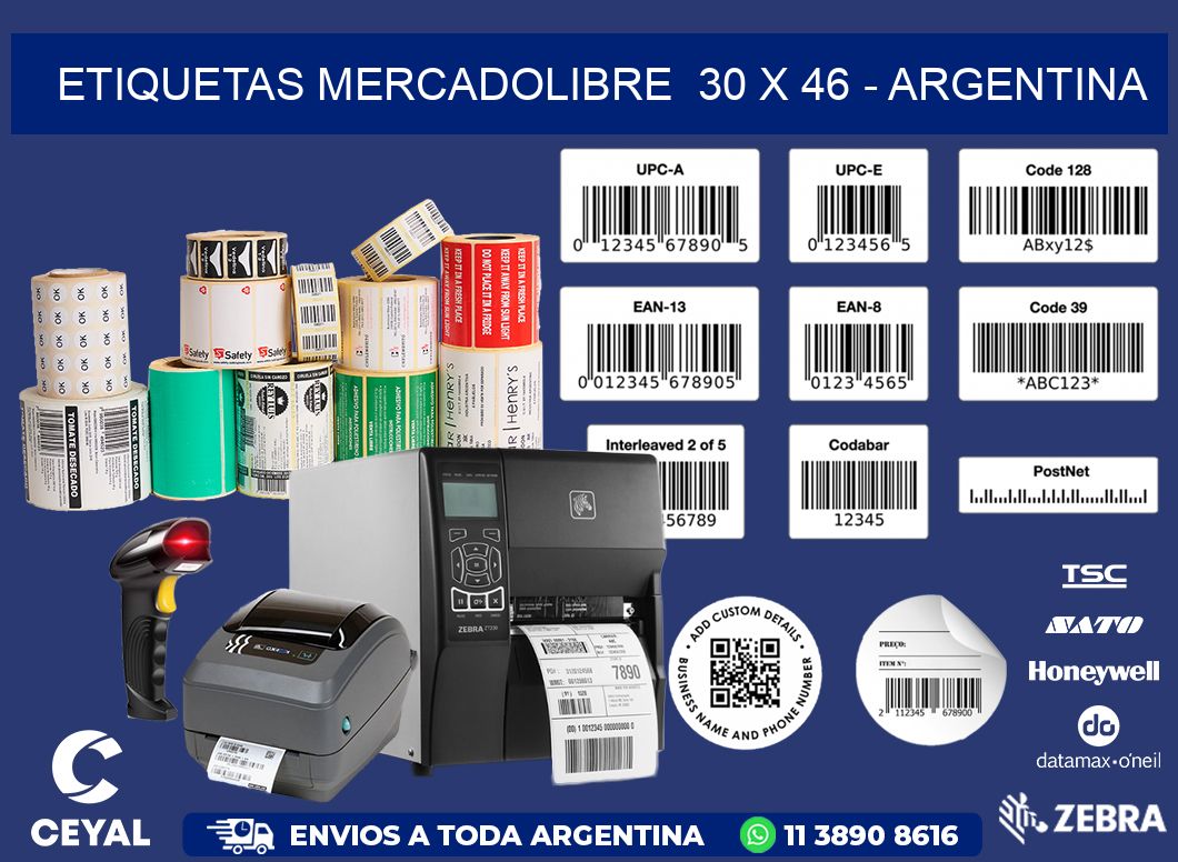 ETIQUETAS MERCADOLIBRE  30 x 46 - ARGENTINA