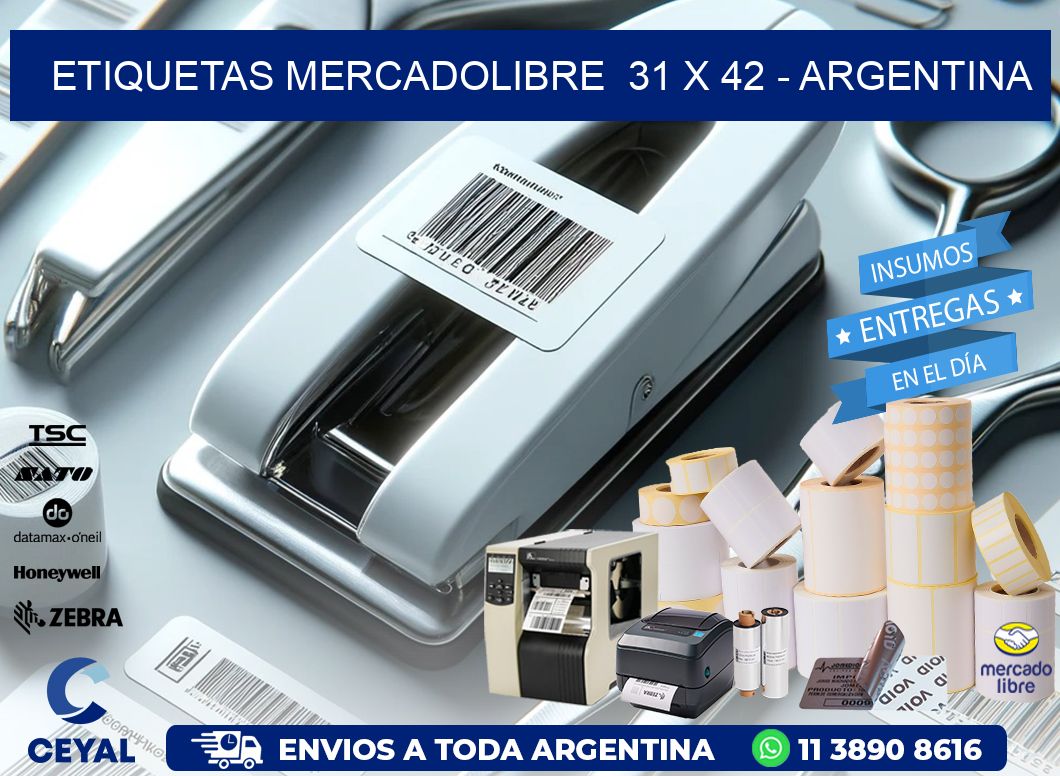 ETIQUETAS MERCADOLIBRE  31 x 42 - ARGENTINA