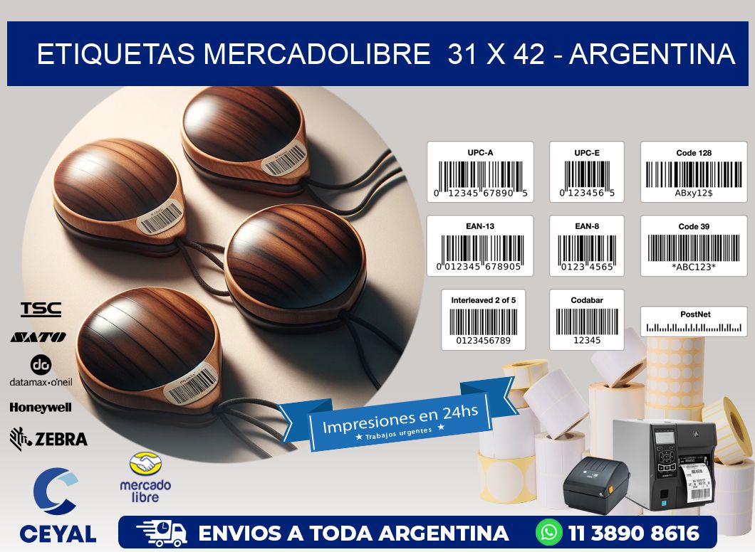 ETIQUETAS MERCADOLIBRE  31 x 42 - ARGENTINA