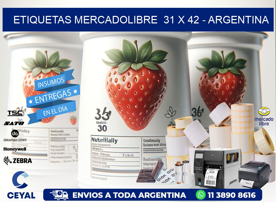 ETIQUETAS MERCADOLIBRE  31 x 42 - ARGENTINA