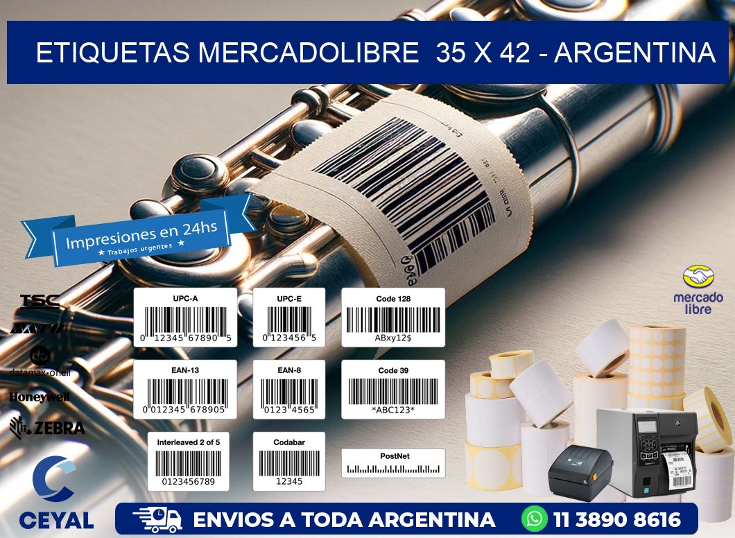 ETIQUETAS MERCADOLIBRE  35 x 42 - ARGENTINA