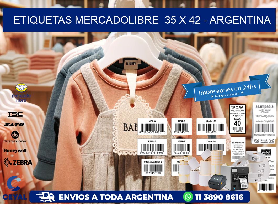 ETIQUETAS MERCADOLIBRE  35 x 42 - ARGENTINA