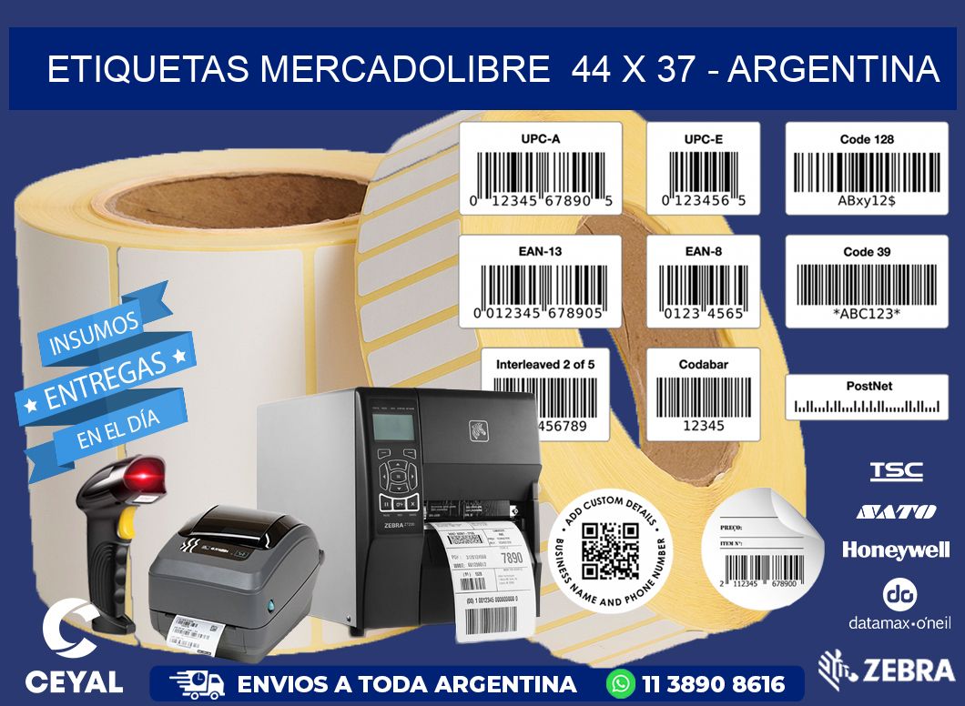 ETIQUETAS MERCADOLIBRE  44 x 37 - ARGENTINA