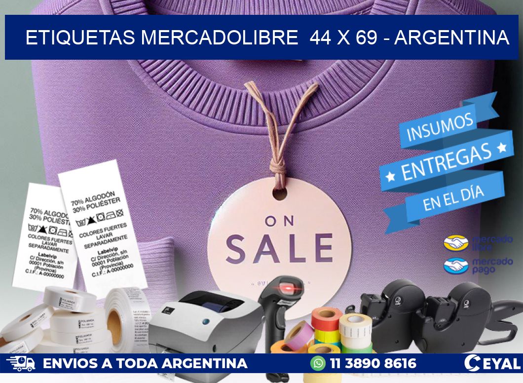 ETIQUETAS MERCADOLIBRE  44 x 69 - ARGENTINA