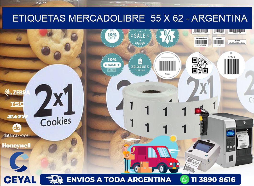 ETIQUETAS MERCADOLIBRE  55 x 62 - ARGENTINA