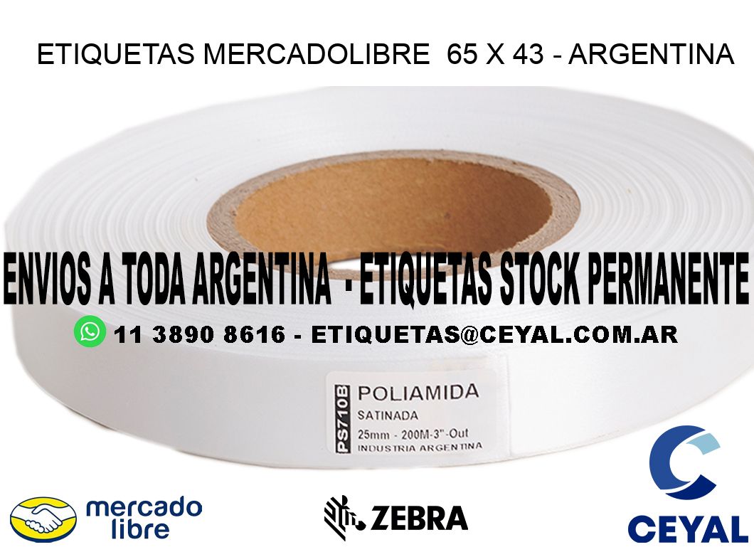 ETIQUETAS MERCADOLIBRE  65 x 43 - ARGENTINA