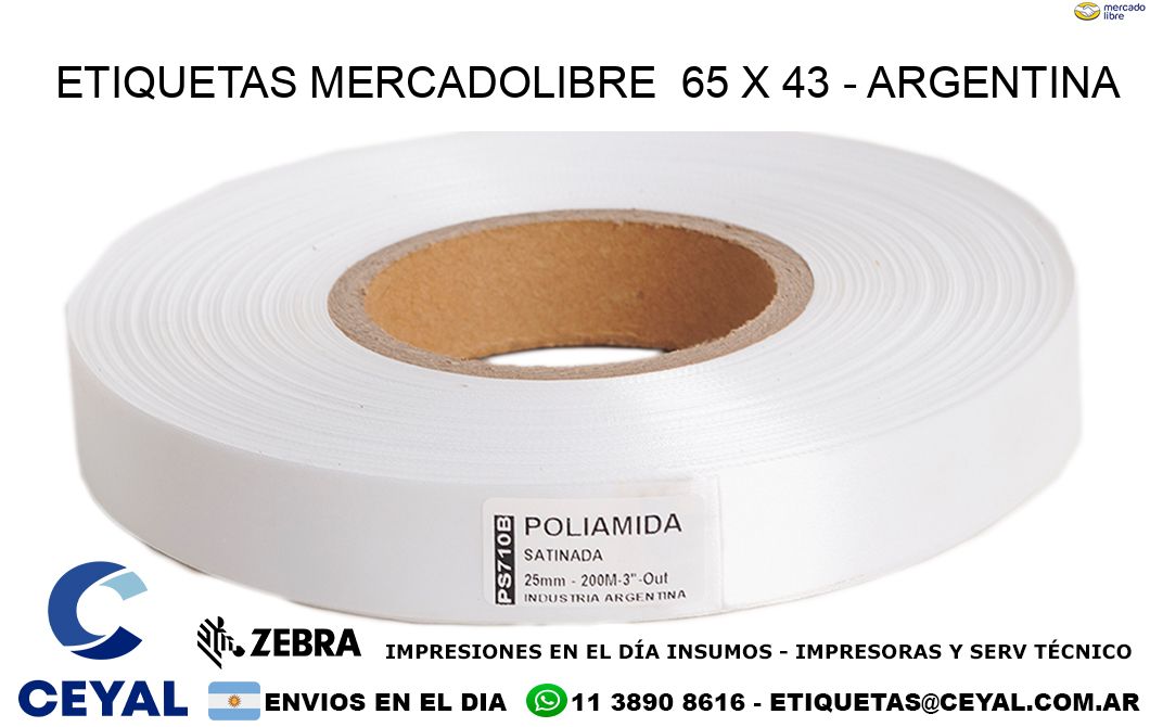 ETIQUETAS MERCADOLIBRE  65 x 43 - ARGENTINA