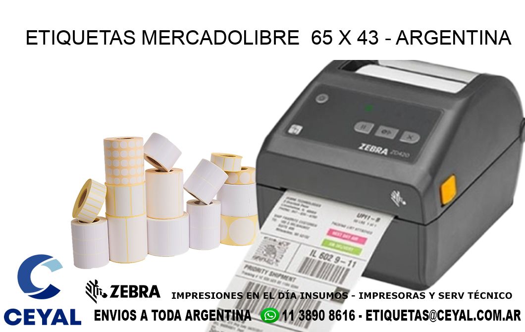 ETIQUETAS MERCADOLIBRE  65 x 43 - ARGENTINA