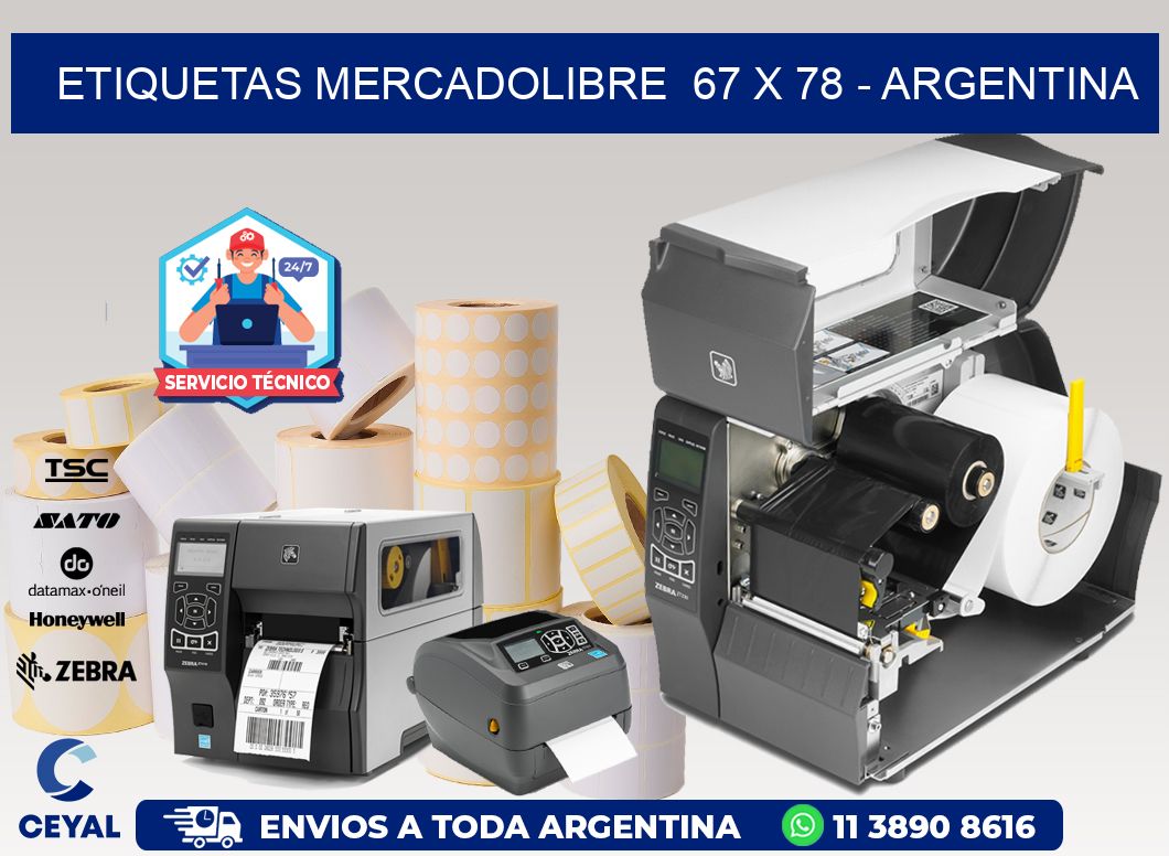 ETIQUETAS MERCADOLIBRE  67 x 78 - ARGENTINA