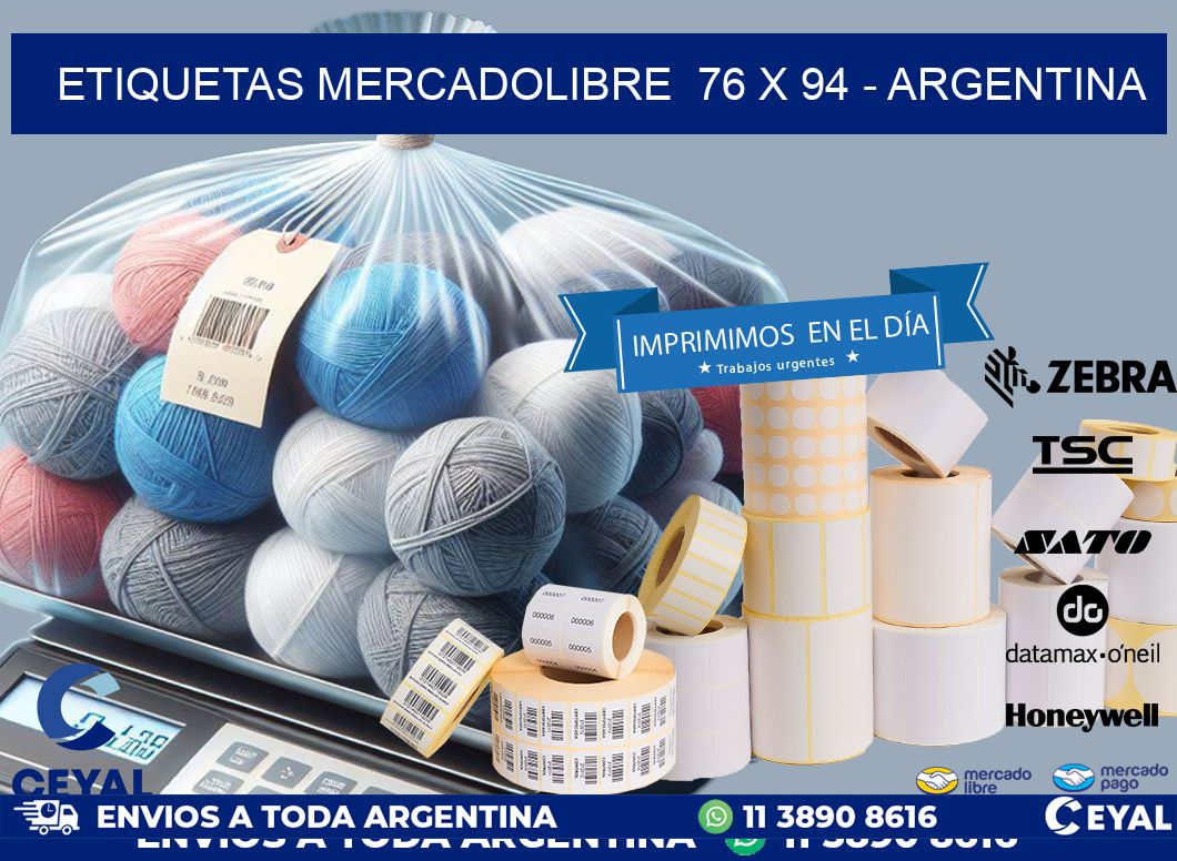 ETIQUETAS MERCADOLIBRE  76 x 94 - ARGENTINA