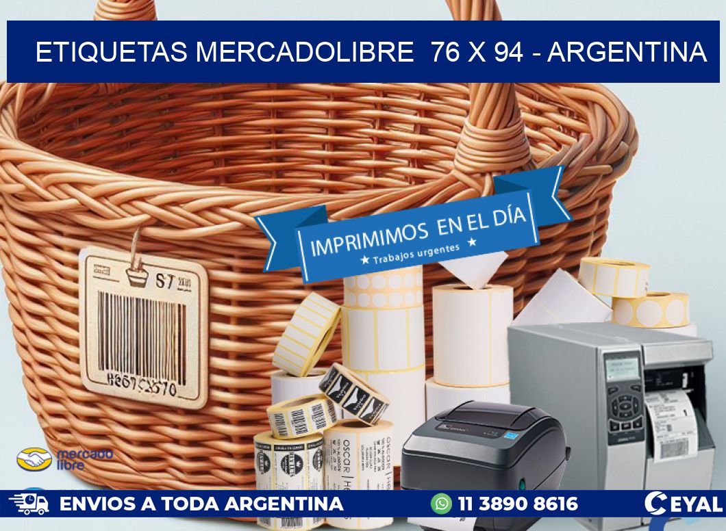 ETIQUETAS MERCADOLIBRE  76 x 94 - ARGENTINA