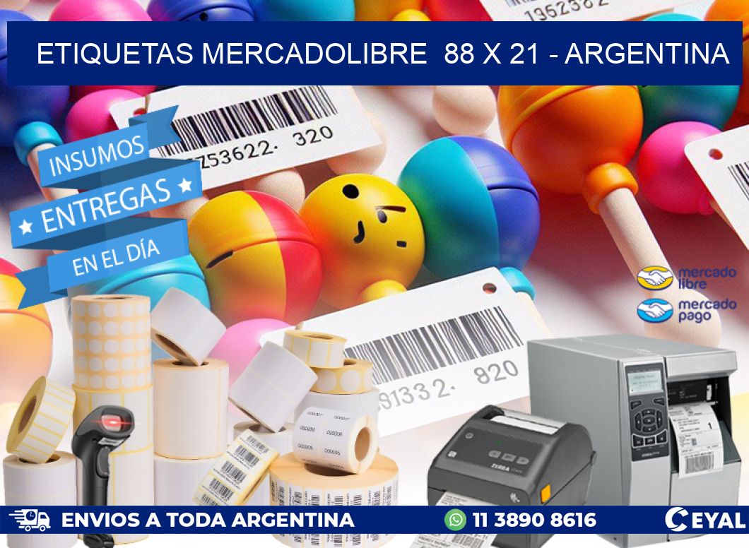 ETIQUETAS MERCADOLIBRE  88 x 21 - ARGENTINA