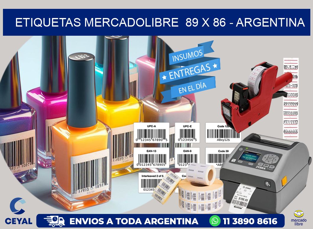 ETIQUETAS MERCADOLIBRE  89 x 86 - ARGENTINA