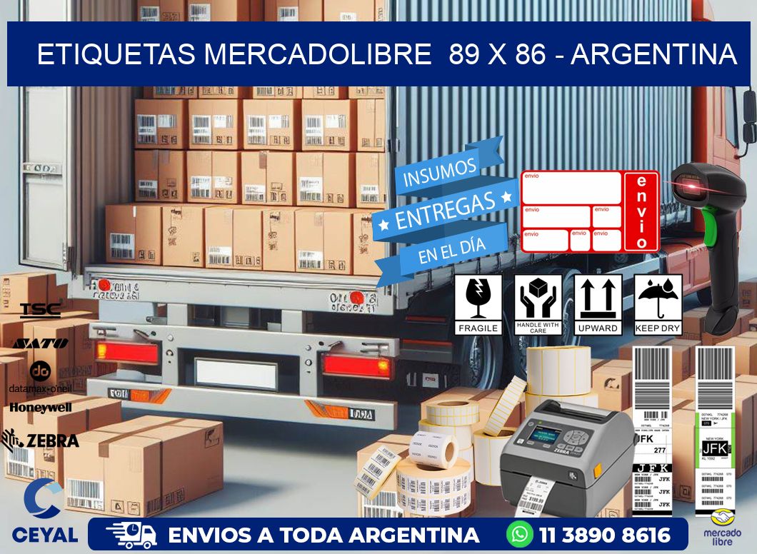 ETIQUETAS MERCADOLIBRE  89 x 86 - ARGENTINA