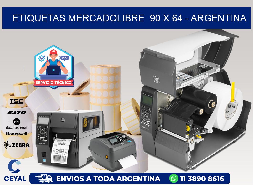 ETIQUETAS MERCADOLIBRE  90 x 64 - ARGENTINA