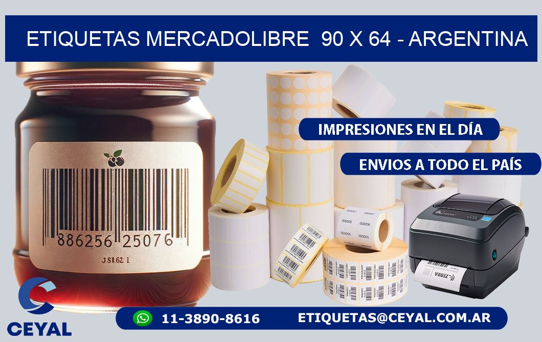 ETIQUETAS MERCADOLIBRE  90 x 64 - ARGENTINA