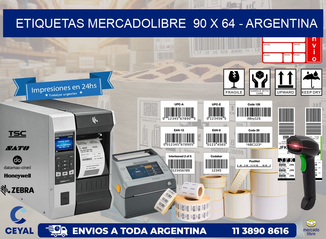 ETIQUETAS MERCADOLIBRE  90 x 64 – ARGENTINA