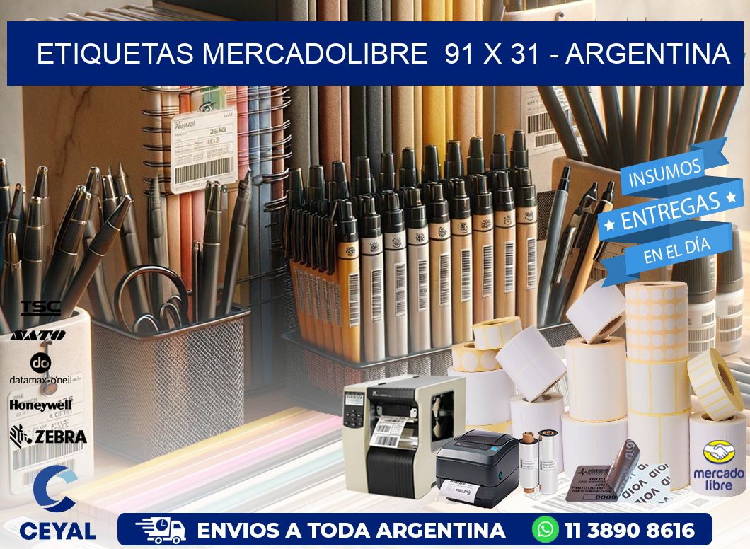 ETIQUETAS MERCADOLIBRE  91 x 31 - ARGENTINA