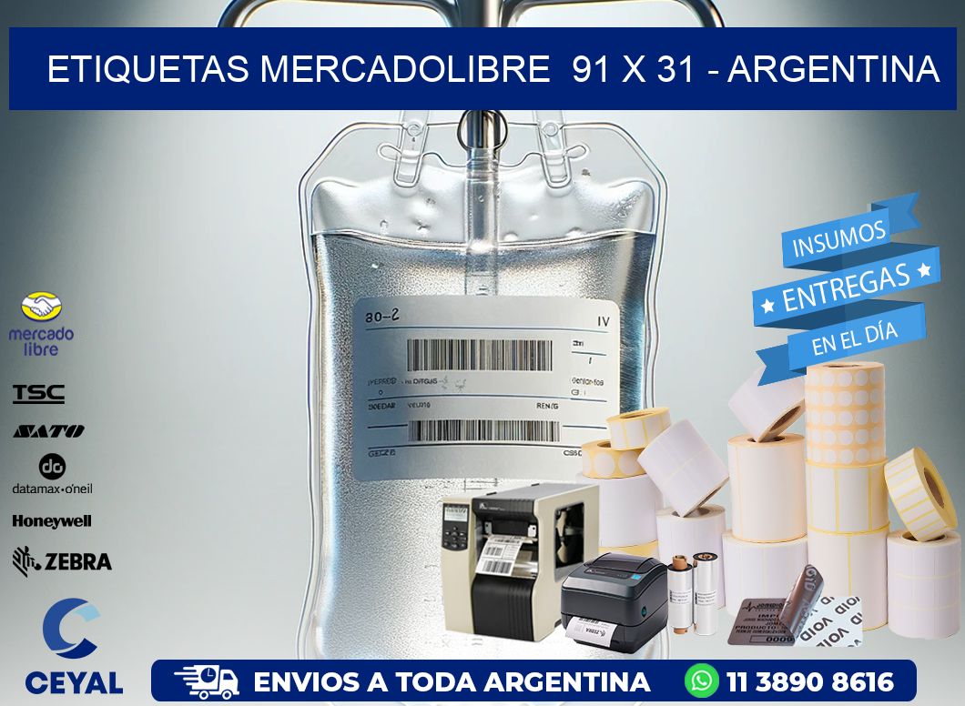 ETIQUETAS MERCADOLIBRE  91 x 31 – ARGENTINA