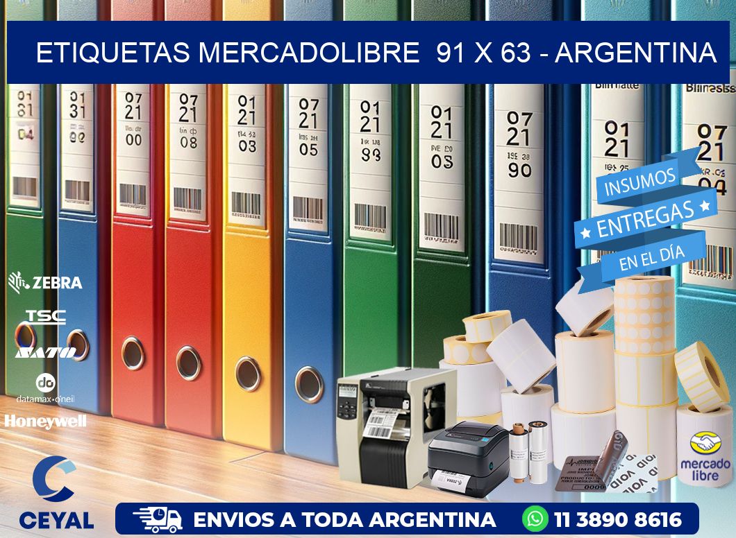 ETIQUETAS MERCADOLIBRE  91 x 63 - ARGENTINA