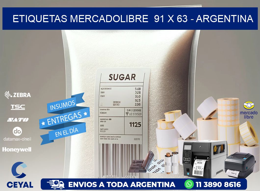 ETIQUETAS MERCADOLIBRE  91 x 63 - ARGENTINA