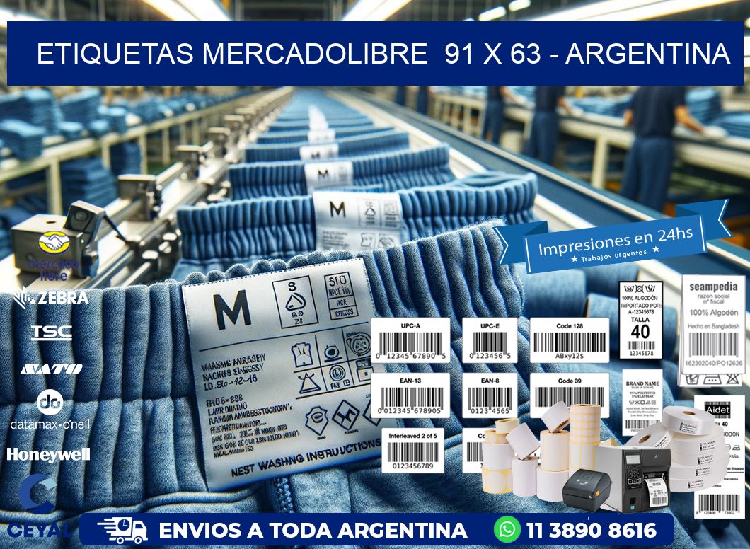 ETIQUETAS MERCADOLIBRE  91 x 63 - ARGENTINA