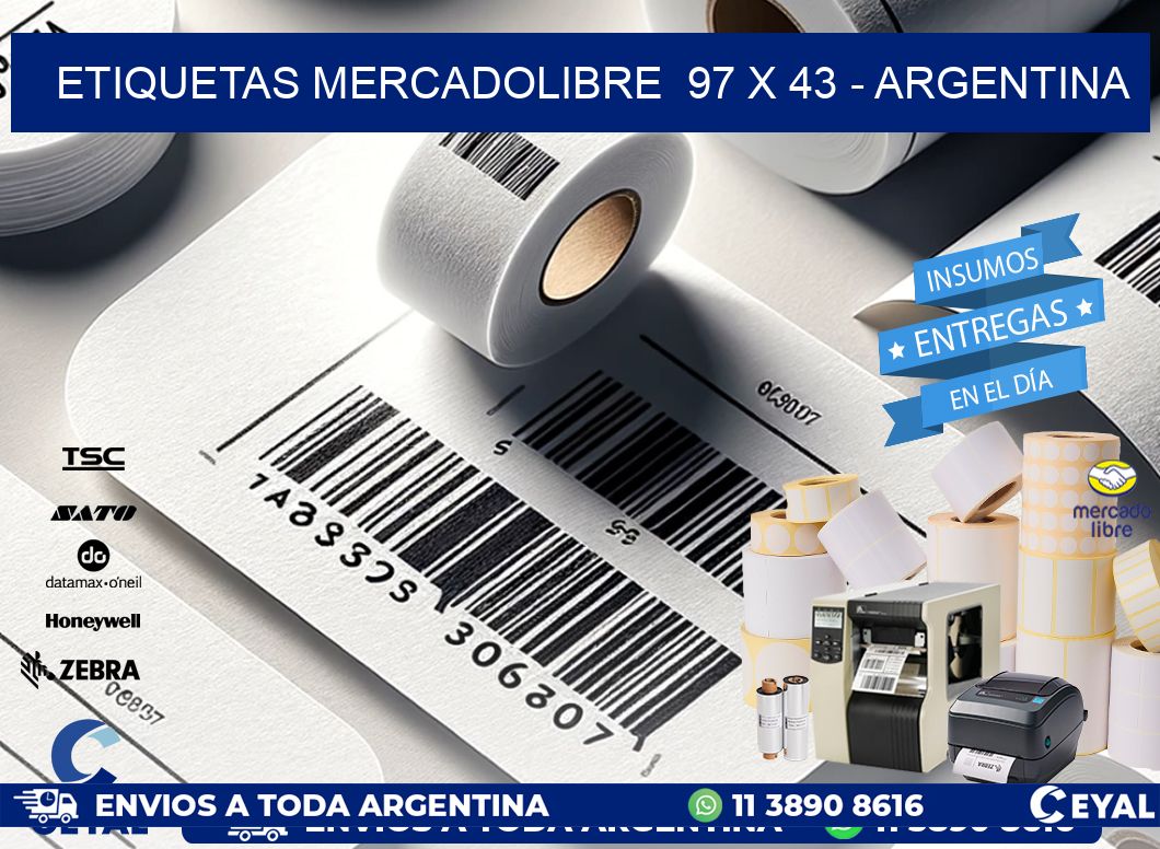 ETIQUETAS MERCADOLIBRE  97 x 43 - ARGENTINA