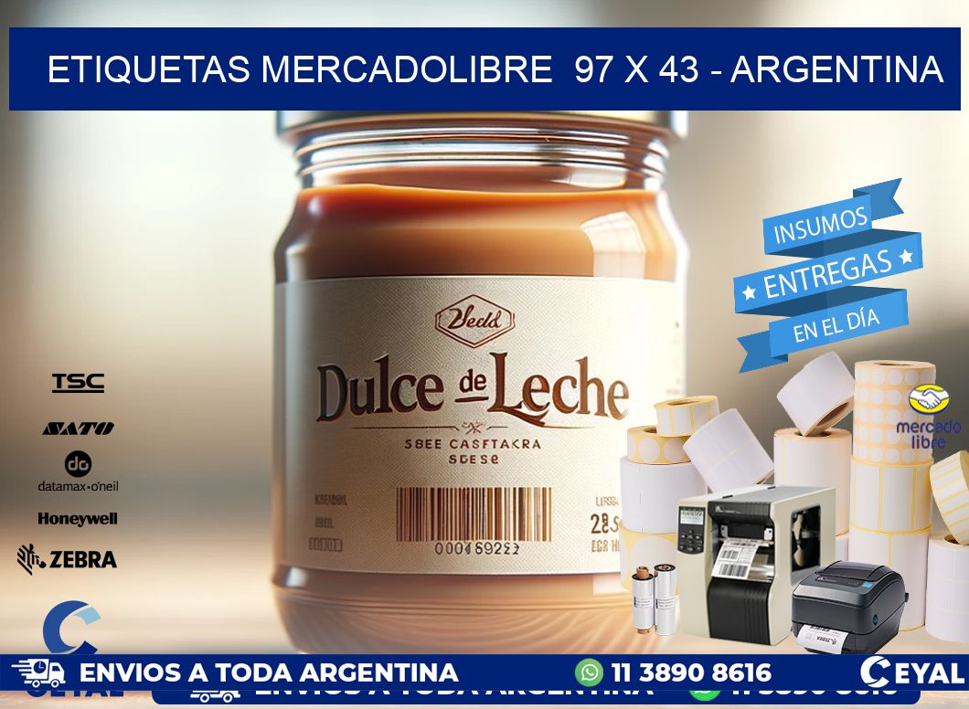 ETIQUETAS MERCADOLIBRE  97 x 43 - ARGENTINA