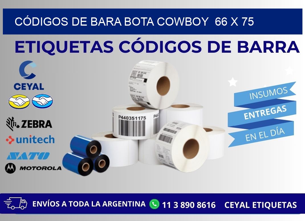 CÓDIGOS DE BARA BOTA COWBOY  66 x 75