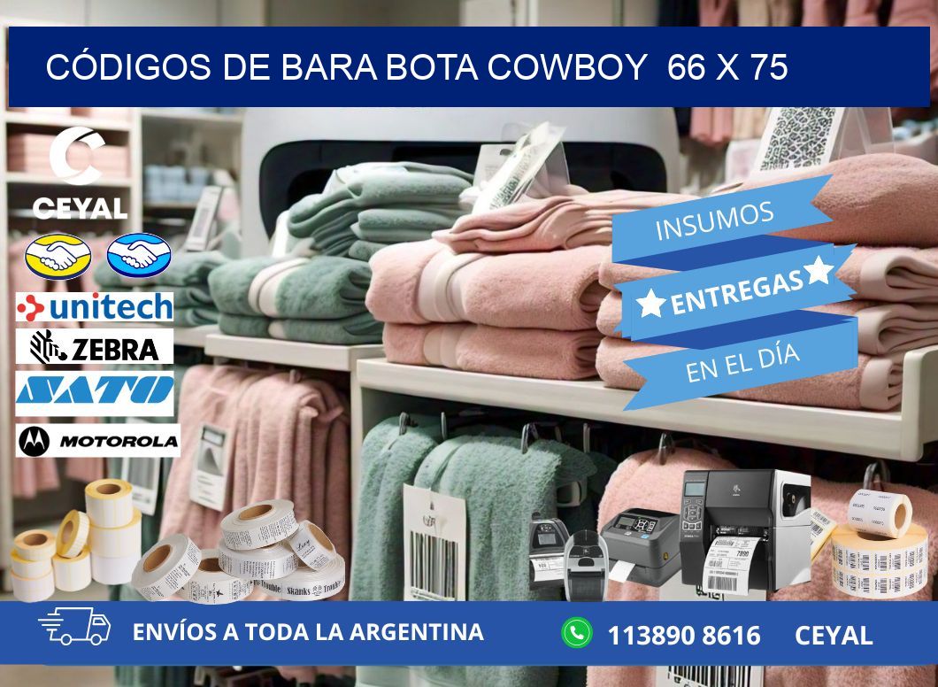 CÓDIGOS DE BARA BOTA COWBOY  66 x 75