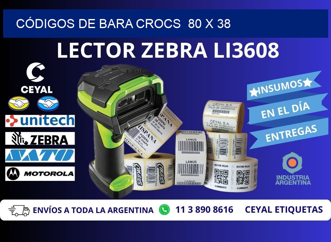 CÓDIGOS DE BARA CROCS  80 x 38