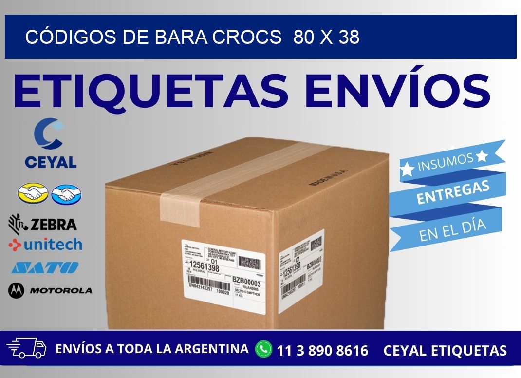 CÓDIGOS DE BARA CROCS  80 x 38