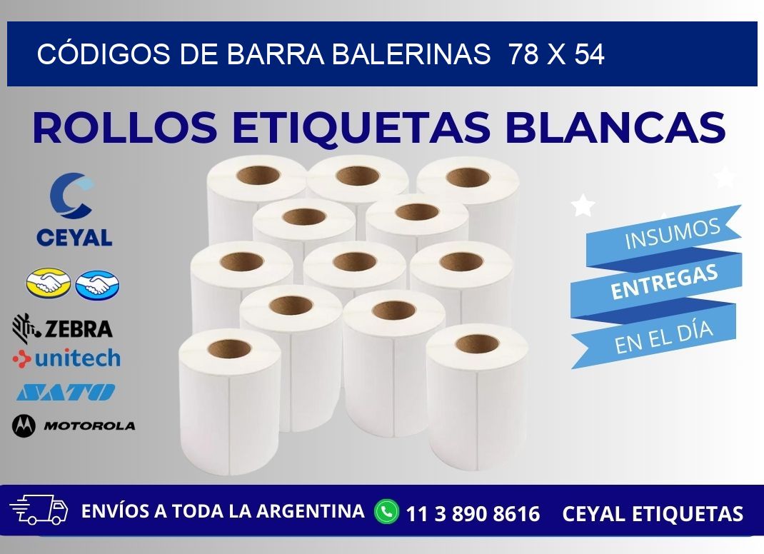 CÓDIGOS DE BARRA BALERINAS  78 x 54