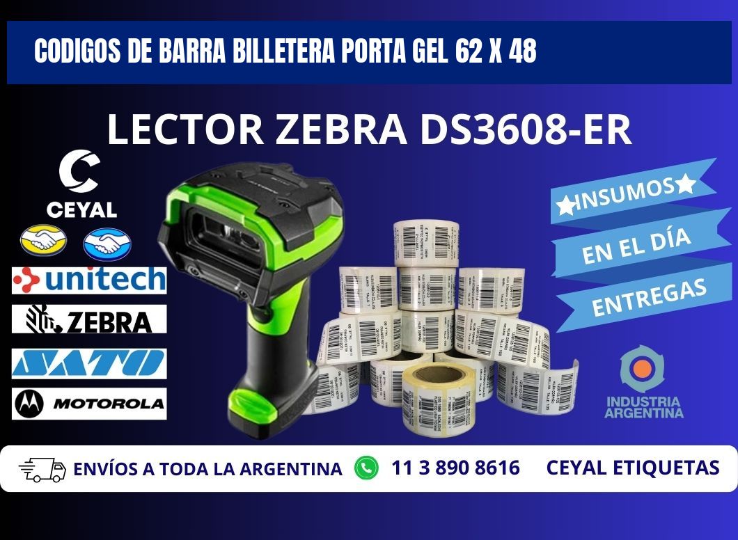 CODIGOS DE BARRA BILLETERA PORTA GEL 62 x 48