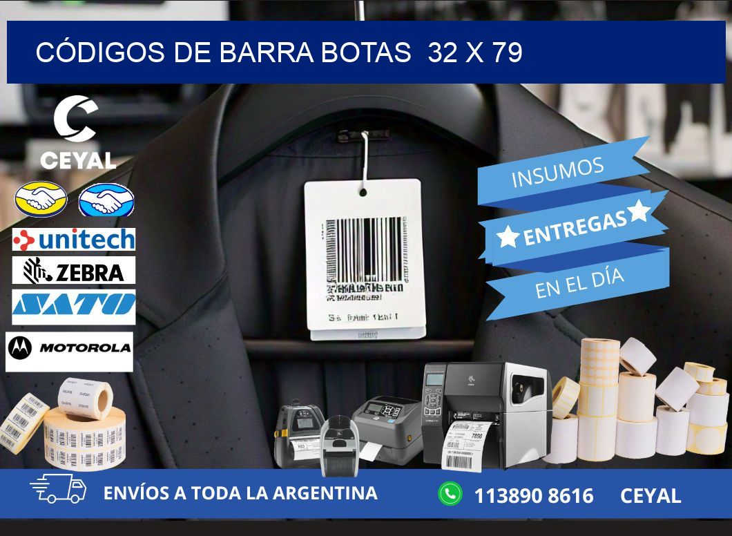 CÓDIGOS DE BARRA BOTAS  32 x 79