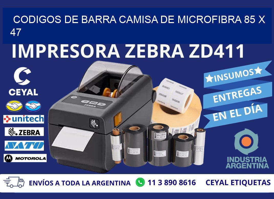 CODIGOS DE BARRA CAMISA DE MICROFIBRA 85 x 47